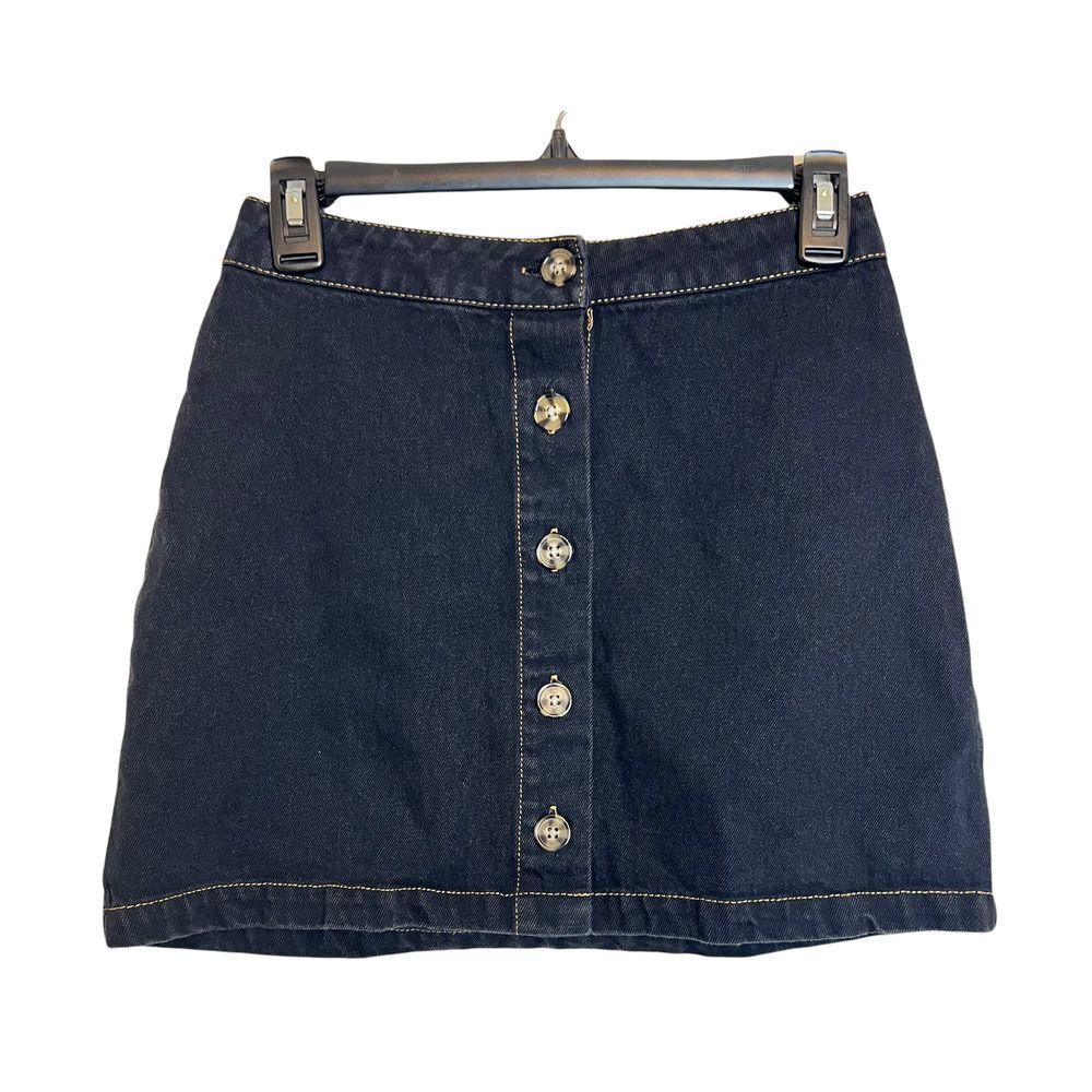 Forever 21 Button Down Black Denim Skirt Small